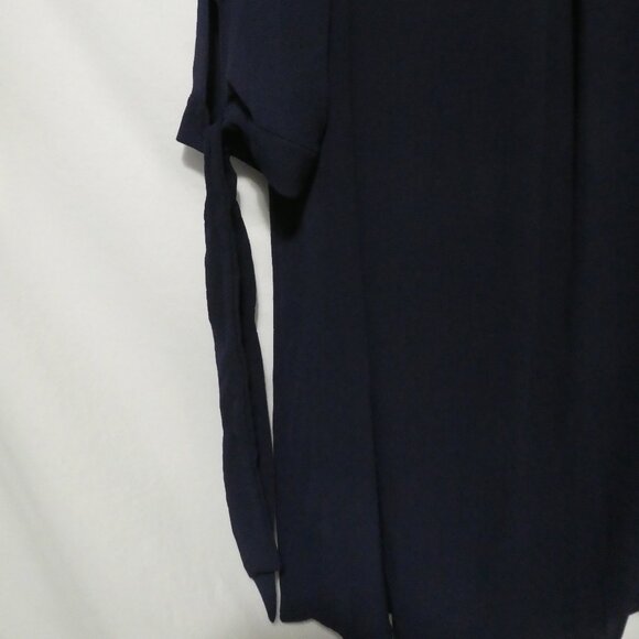 SPIN USA | 1XL | Textured Navy Knee Length Dress With Bow Sleeves | Made In USA - Picture 14 of 16